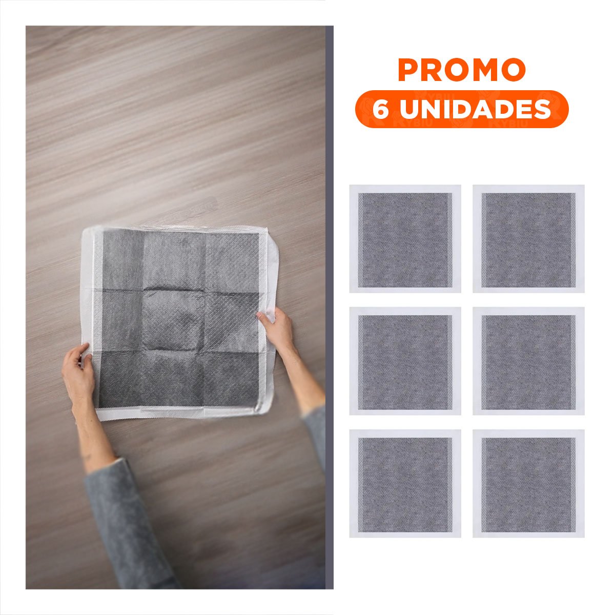 PACK6 CUBIERTA ABSORBENTE PARA MASCOTAS 60X60 CM TALLA L 40 NEGRO - 1