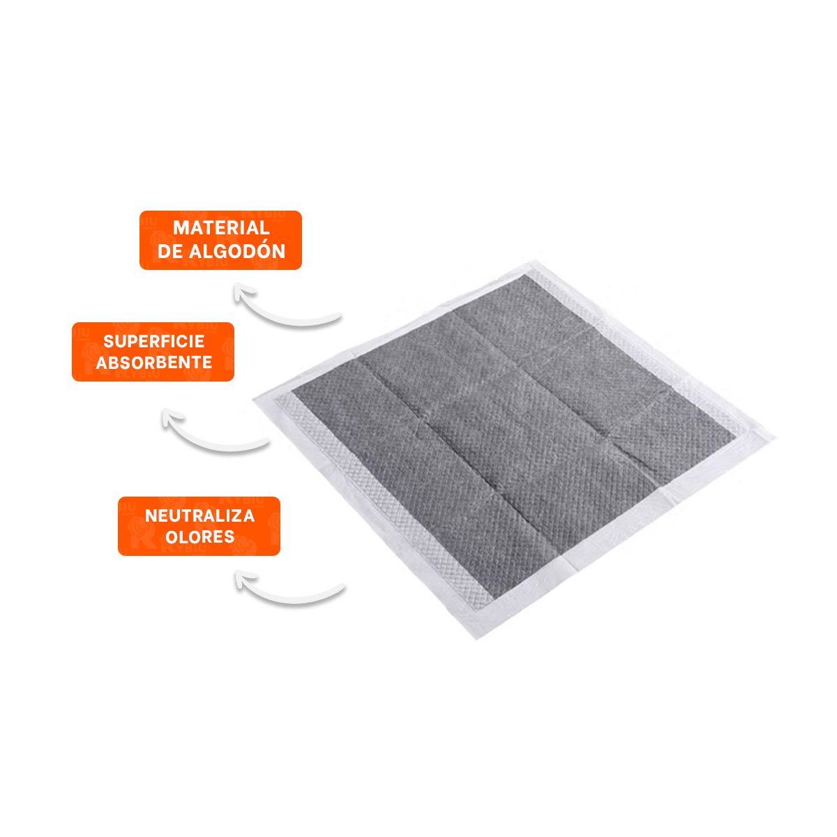 TOALLA ABSORBENTE PARA MASCOTA 60X60 CM TALLA L 40 UNIDADES NEGRO - 3