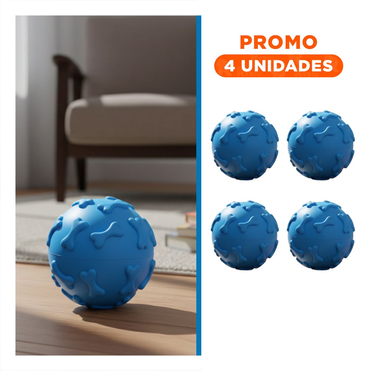 PACK4 OBJETO RESISTENTE CON HUESOS EN SUPERFICIE PET CELESTE Y+REGALO STICKER - 1