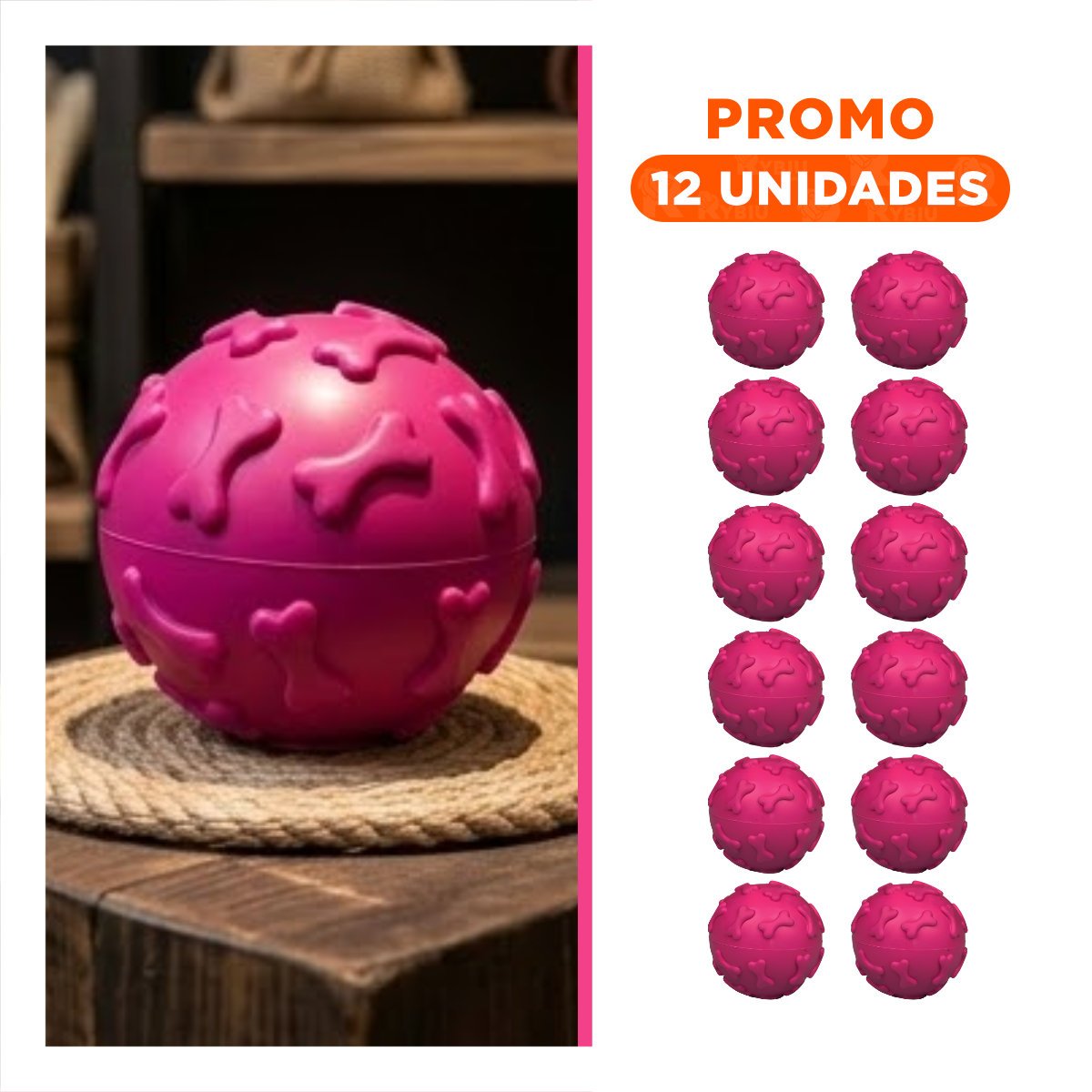 PACK12 PRODUCTO RECREATIVO PET PARA PERRO EN MOVIMIENTO FUCSIA Y+REGALO STICKER - 1