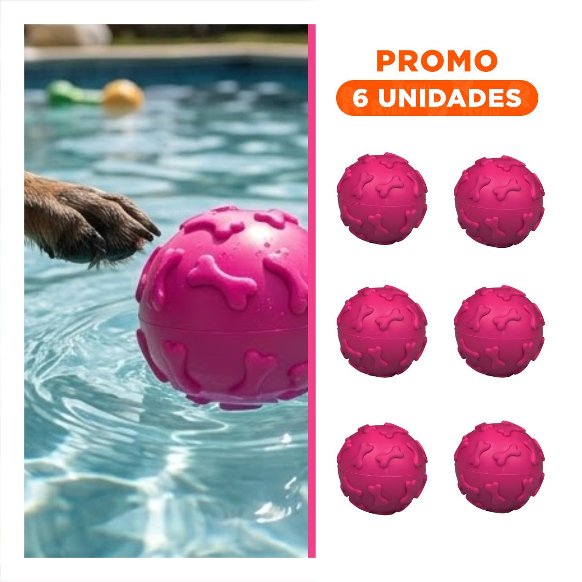 PACK6 ARTICULO CANINO PET PARA ENTRENAMIENTO DIARIO FUCSIA - 1