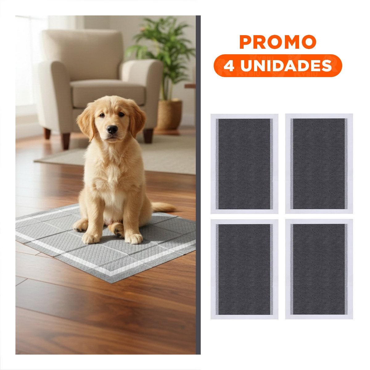 PACK4 CUBIERTA PROTECTORA DE PISO 60X60 CM TALLA L 40 UNIDADES NEGRO Y+REGALO STICKER - 1