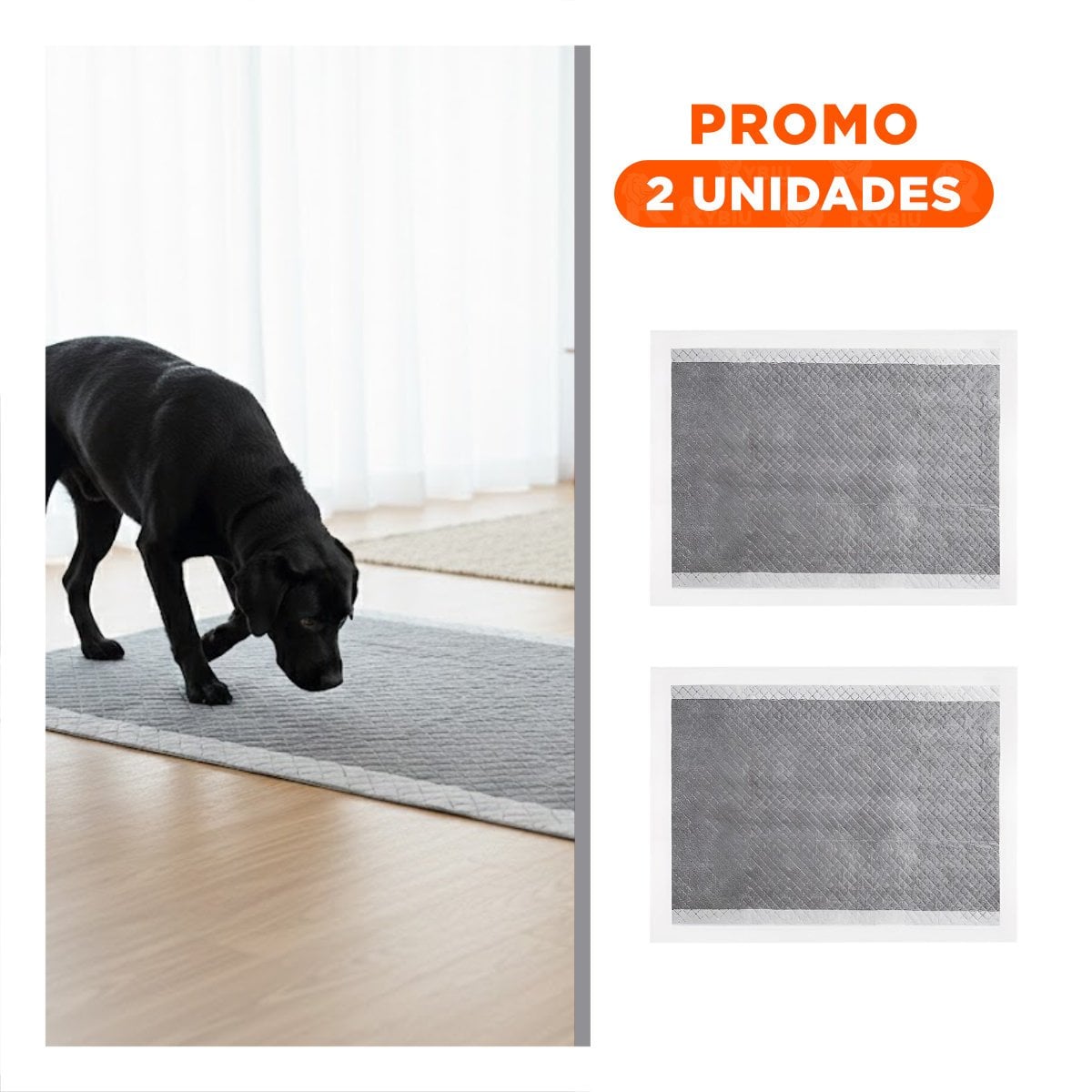 PACK2 PROTECTOR DE PISO PARA PERRO 60X45 CM TALLA M PRESENTACION 50 NEGRO - 1