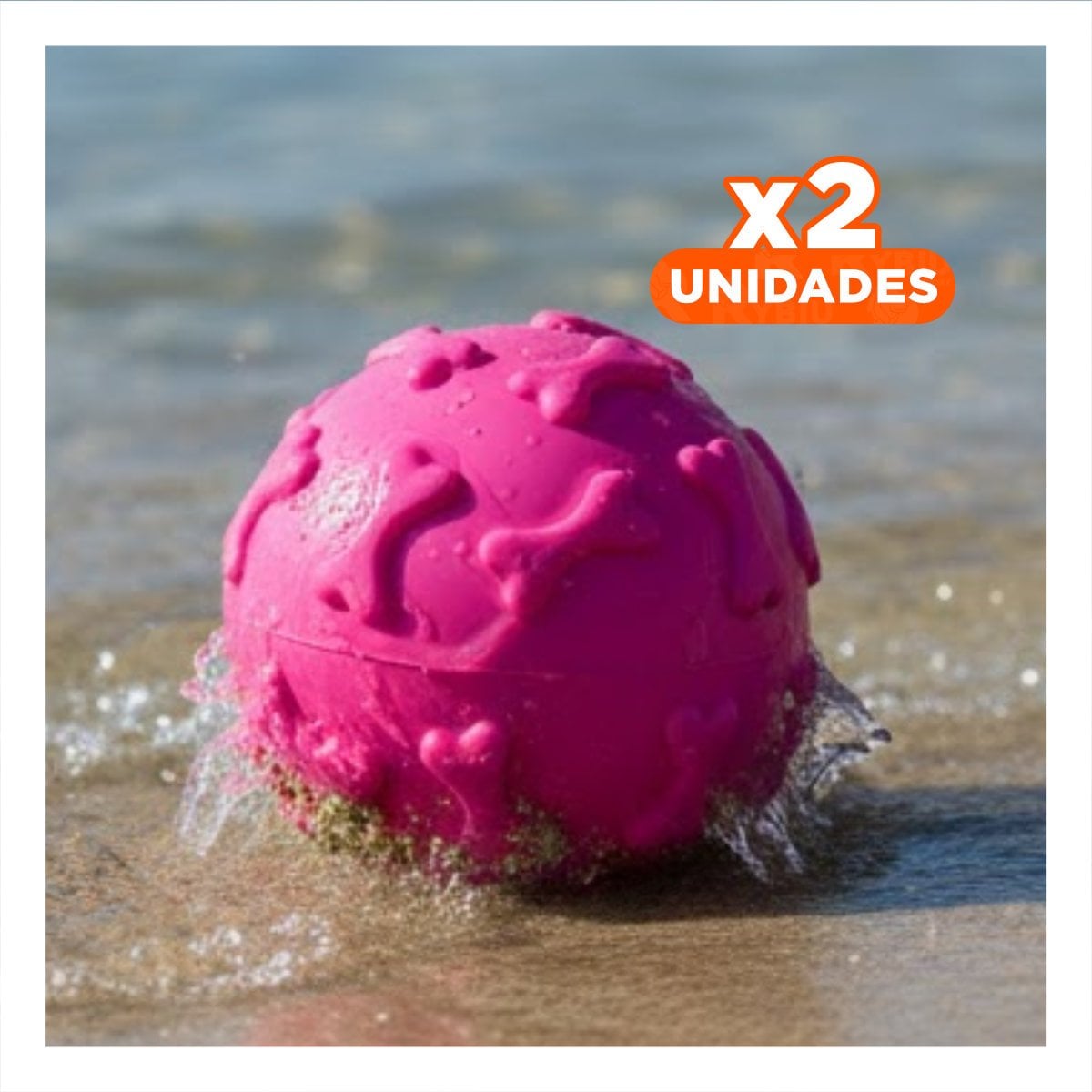 PACK2 JUGUETE DE REBOTE PET CON FIGURAS EN FORMA DE HUESO FUCSIA Y+REGALO STICKER - 1