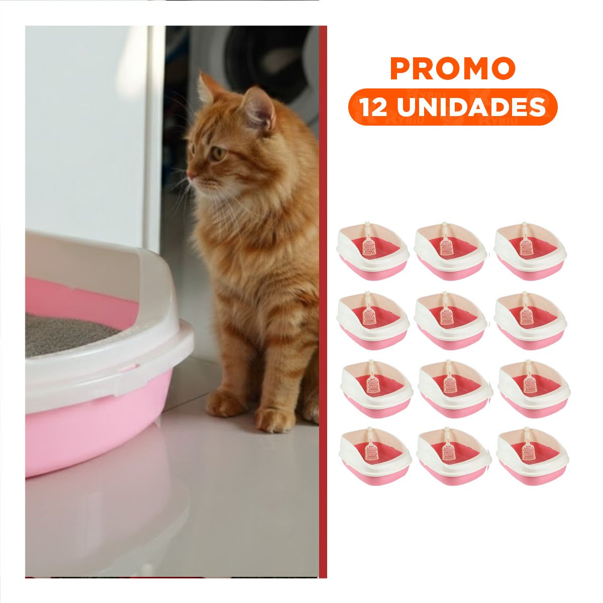 PACK12 CUBETA DE ARENA MODERNA Y PRACTICA 37,7X50X21CM CELESTE Y+REGALO STICKER - 1