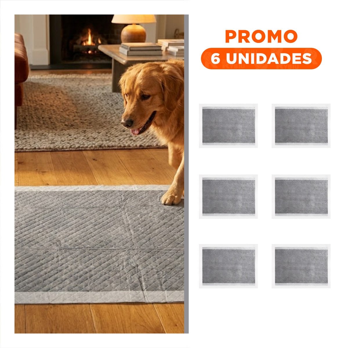 PACK6 EMPAPADOR ABSORBENTE PARA MASCOTA 60X45 CM TALLA M 50 NEGRO - 1