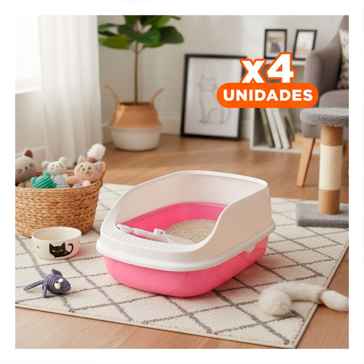 PACK4 CONTENEDOR DE ARENA MODERNA Y PRACTICA 37,7X50X21CM CELESTE - 1