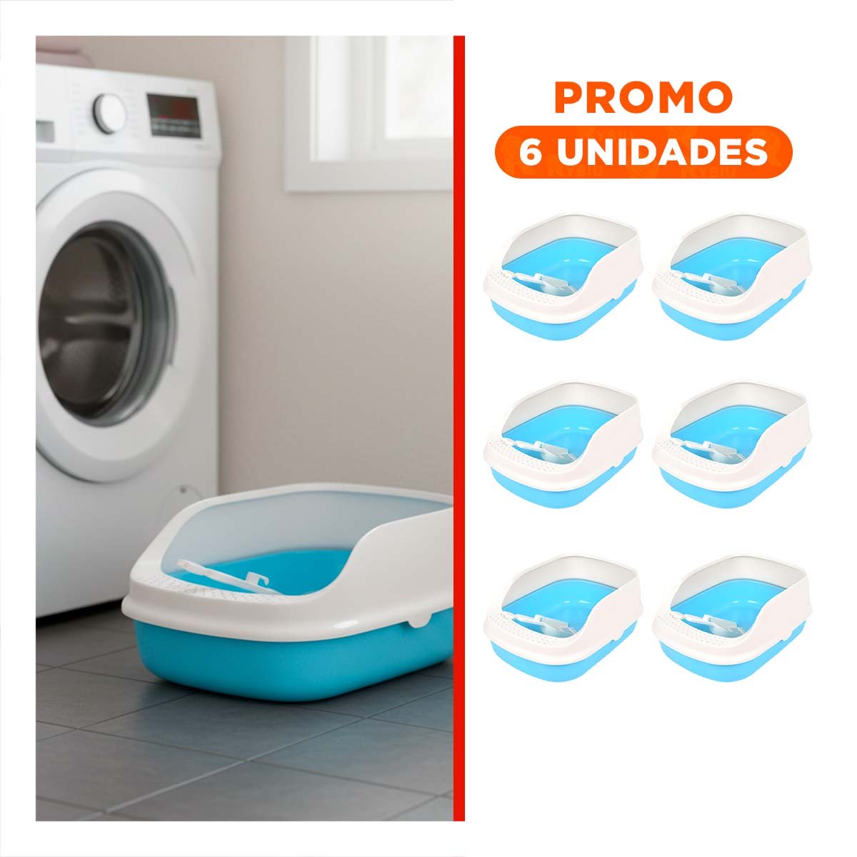 PACK6 ARCA DE ARENA RESISTENTE Y COMODA 37,7X50X21CM CELESTE - 1