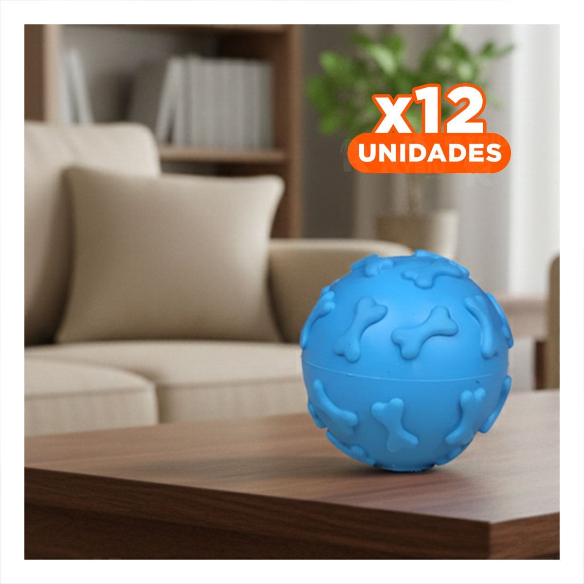 PACK12 PELOTA RECREATIVA PET PARA LANZAR Y TRAER EN CASA CELESTE - 1