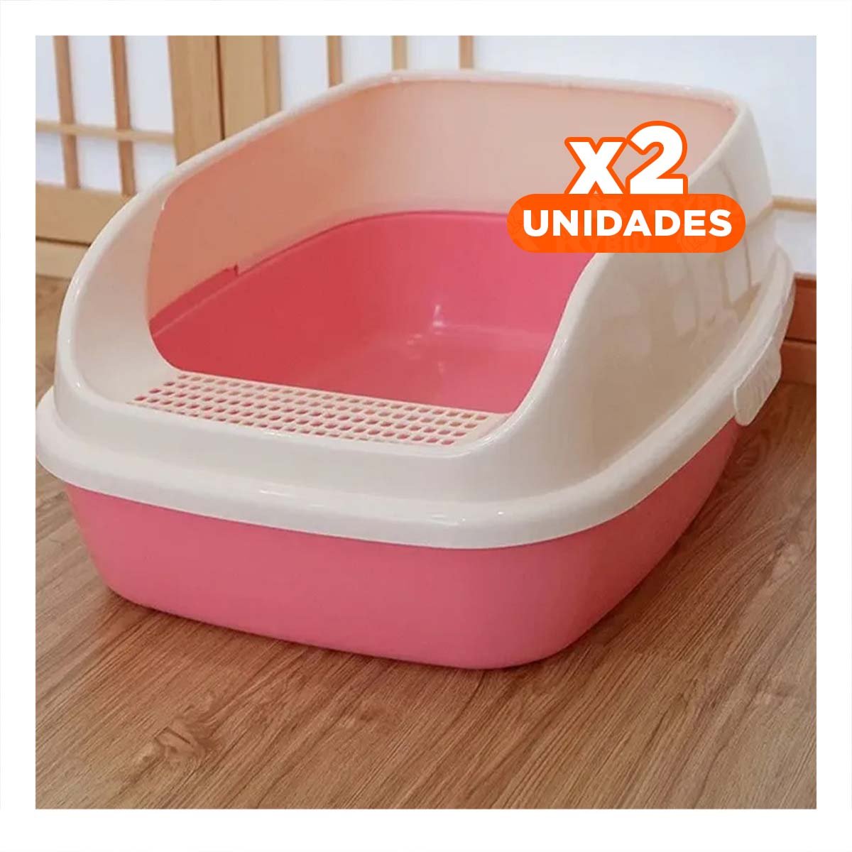 PACK2 CONTENEDOR DE ARENA RESISTENTE Y SEGURO PARA GATOS 37,7X50X21CM CELESTE Y+REGALO STICKER - 1