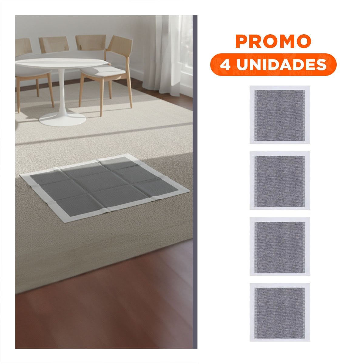 PACK4 CUBIERTA PROTECTORA DE PISO 60X60 CM TALLA L 40 UNIDADES NEGRO Y+REGALO STICKER - 1