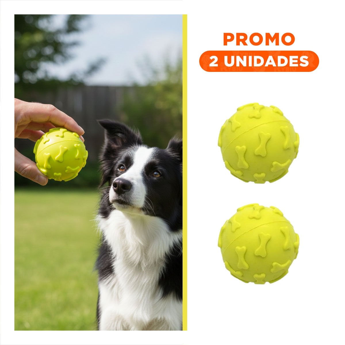 PACK2 ACCESORIO DE JUEGO CON FORMA ESFERICA Y HUESOS VERDE LIMON - 1
