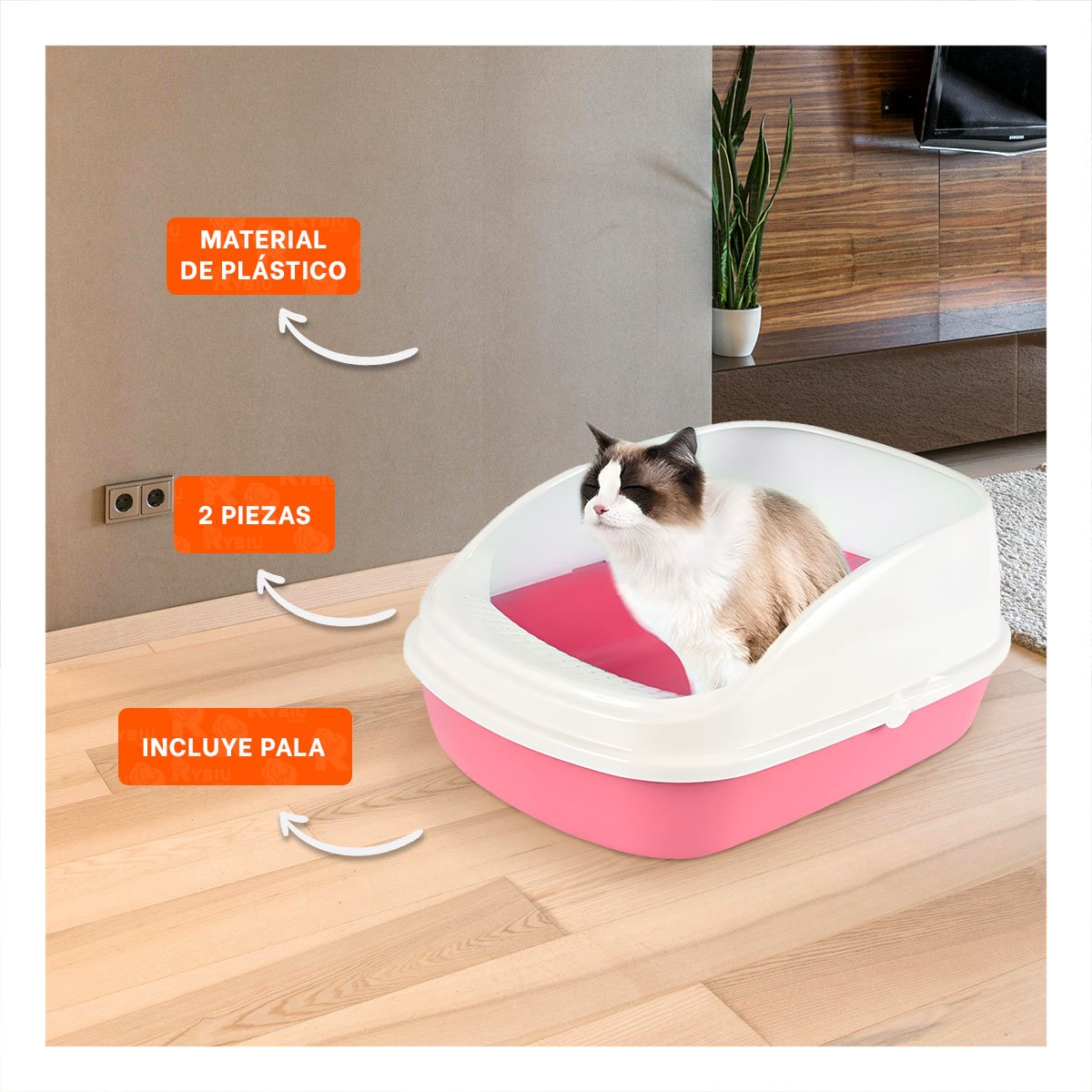 PACK2 CONTENEDOR DE ARENA COMODO Y AMPLIO PARA MASCOTAS 37,7X50X21CM CELESTE - 5