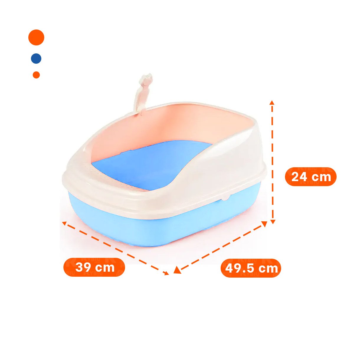 PACK2 CONTENEDOR DE ARENA SEMI ALTO FACIL DE LIMPIAR 37,7X50X21CM CELESTE Y+PAPEL REGALO - 4