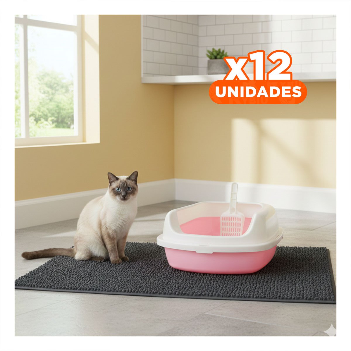 PACK12 ARCA DE ARENA COMODA Y PRACTICA PARA MASCOTAS 37,7X50X21CM CELESTE - 1