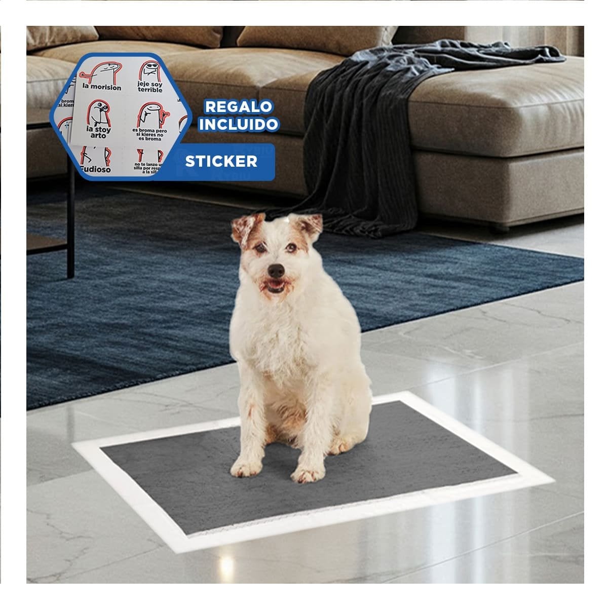 TOALLA PROTECTORA DE PISO PARA PERRO 60X60 CM TALLA L 40 NEGRO Y+REGALO STICKER - 1