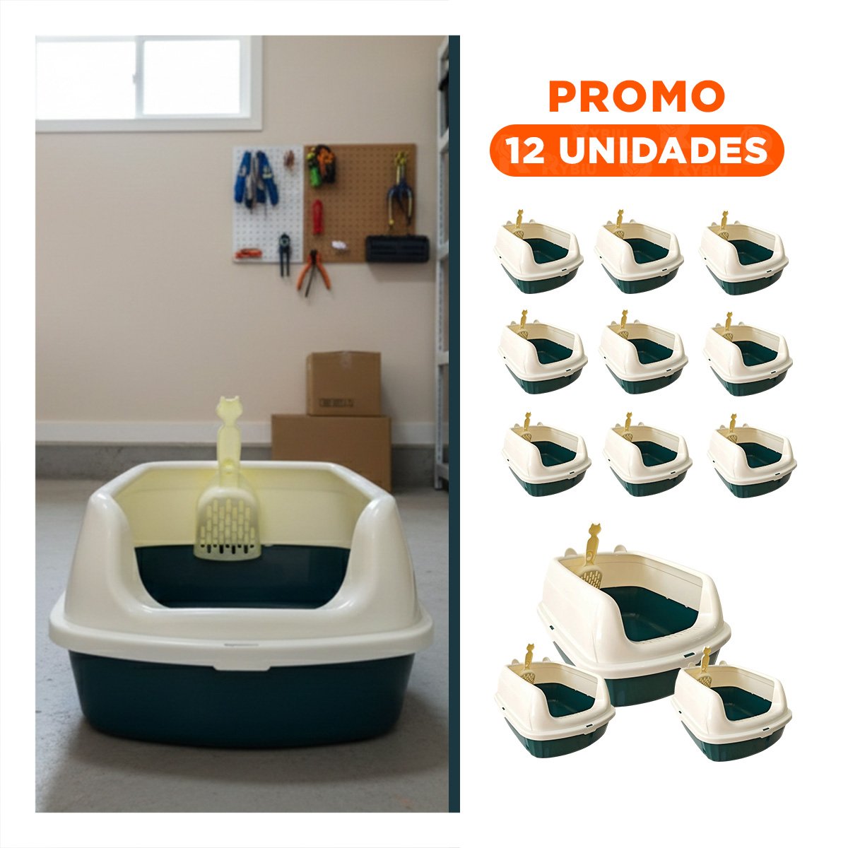 PACK12 CUBETA DE ARENA MODERNA Y PRACTICA 37,7X50X21CM CELESTE Y+REGALO STICKER - 1