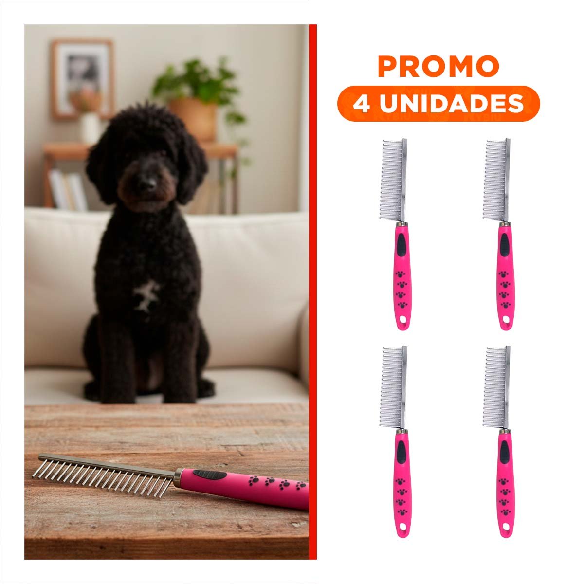 PACK4 LIMPIADOR DE PELO METAL COMODO Y SEGURO 37,7X50X21CM ROSADO Y+REGALO STICKER - 1
