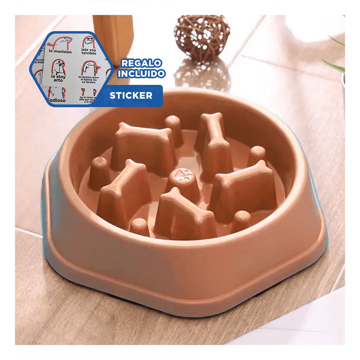 BANDEJA PARA JUGAR MIENTRAS SE ALIMENTA PET TIPO HUESITOS EXAGONAL AZUL Y+REGALO STICKER - 1