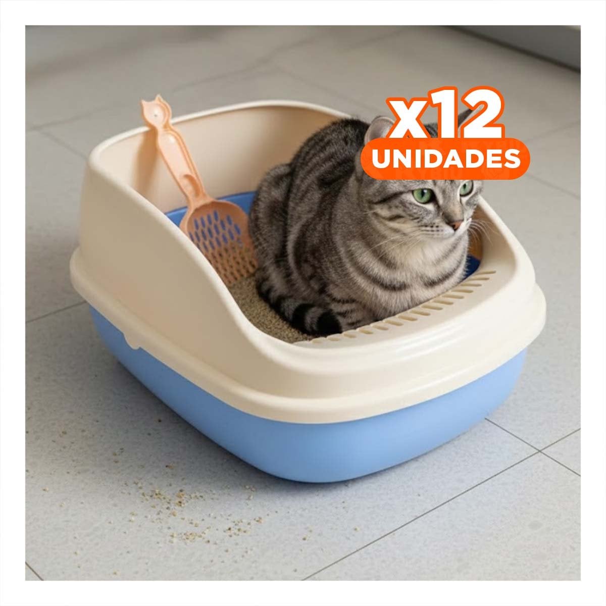 PACK12 ARCA DE ARENA COMODA Y PRACTICA PARA MASCOTAS 37,7X50X21CM CELESTE - 1