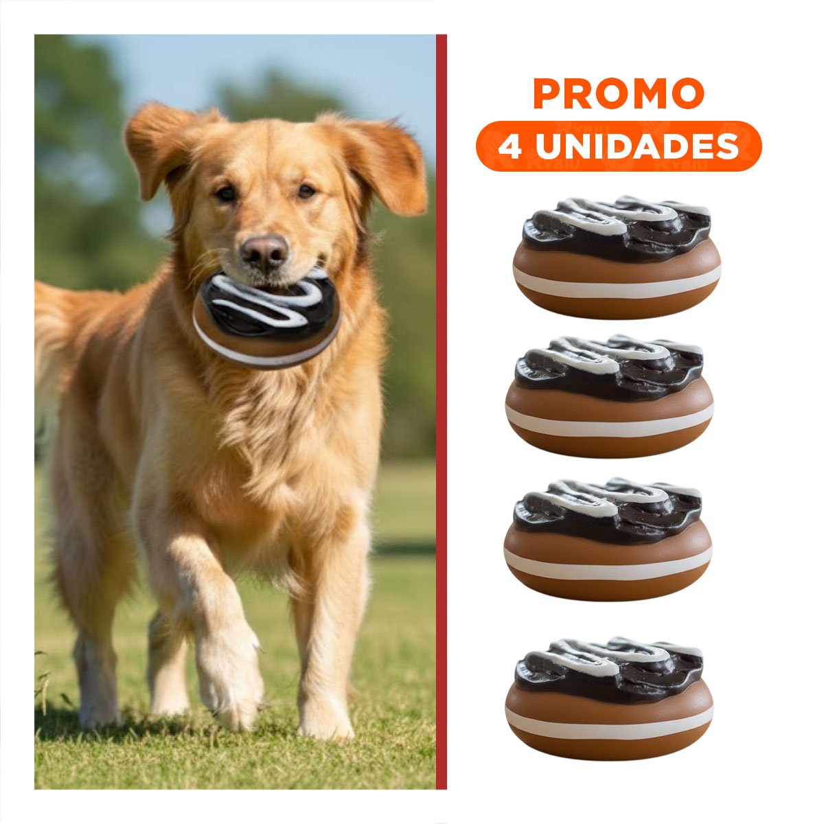 PACK4 ACCESORIO DE JUEGO DE GOMA FORMA DE DONA 37,7X50X21CM MARRON Y+REGALO STICKER - 1