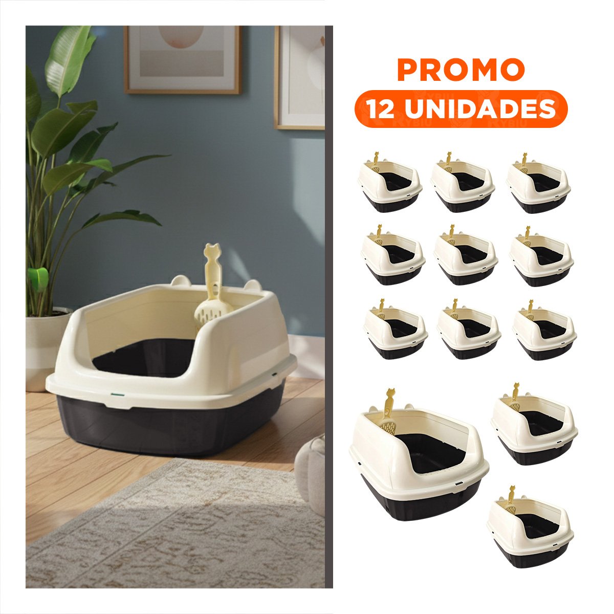 PACK12 CUBETA DE ARENA MODERNA Y PRACTICA 37,7X50X21CM CELESTE Y+REGALO STICKER - 1