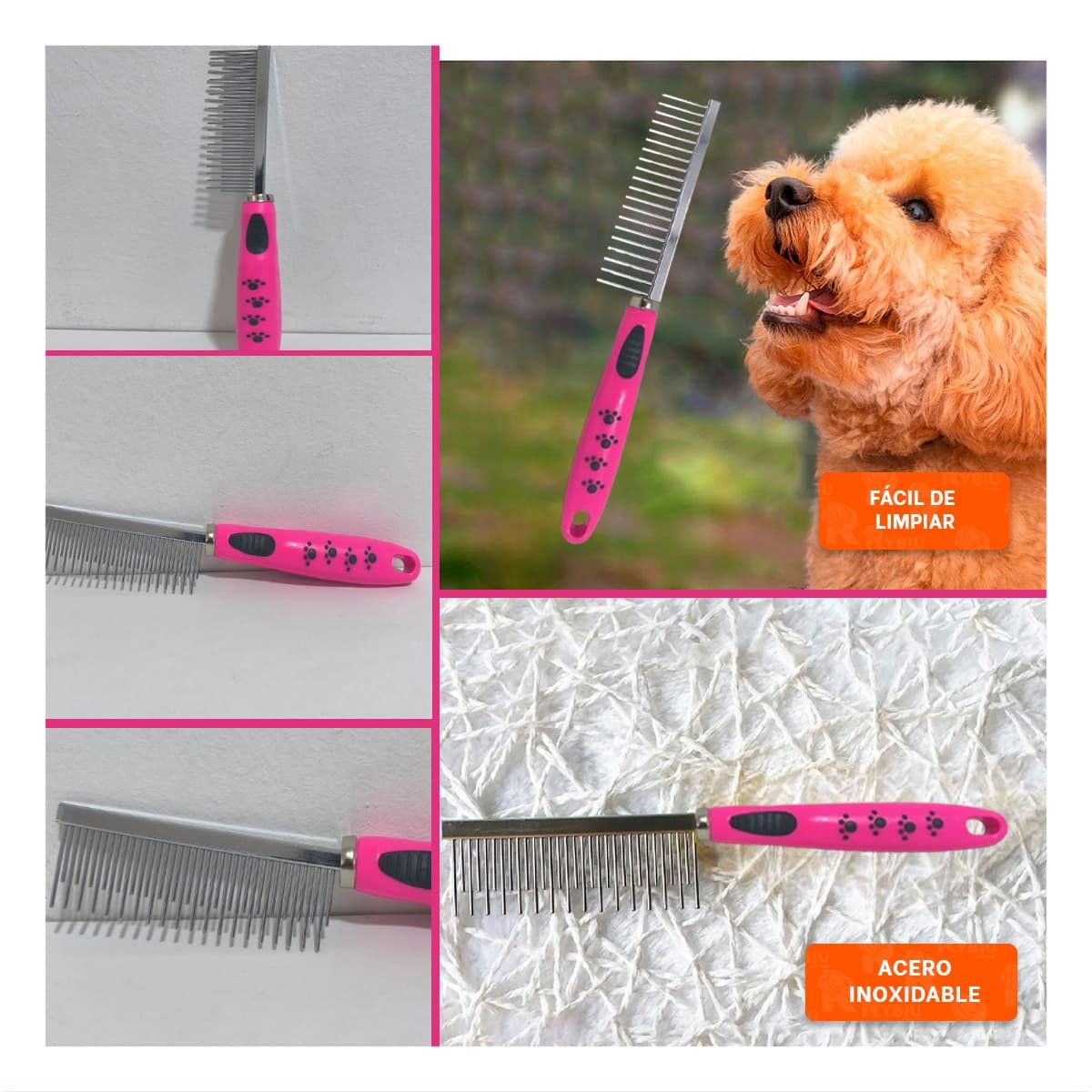 PACK12 REMOVEDOR DE NUDOS METAL RESISTENTE Y FUNCIONAL 37,7X50X21CM ROSADO Y+PAPEL REGALO - 2