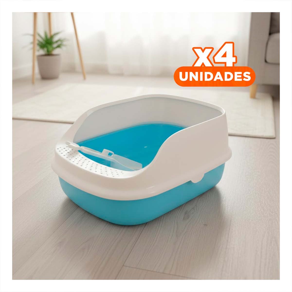 PACK4 CONTENEDOR DE ARENA MODERNA Y PRACTICA 37,7X50X21CM CELESTE - 1