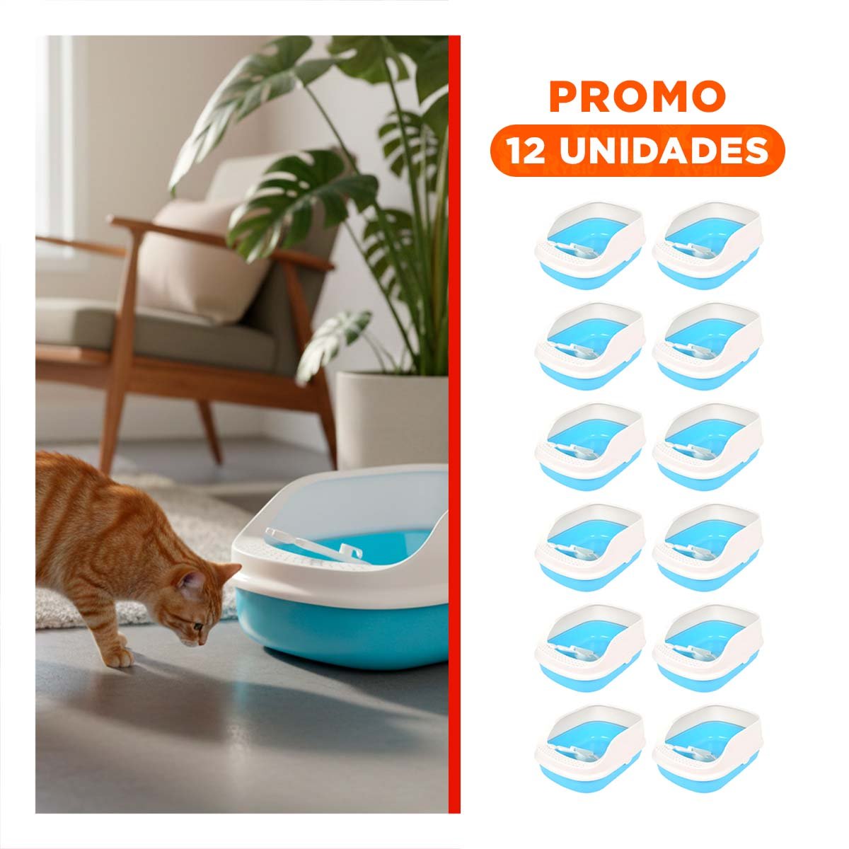 PACK12 CUBETA DE ARENA MODERNA Y PRACTICA 37,7X50X21CM CELESTE Y+REGALO STICKER - 1