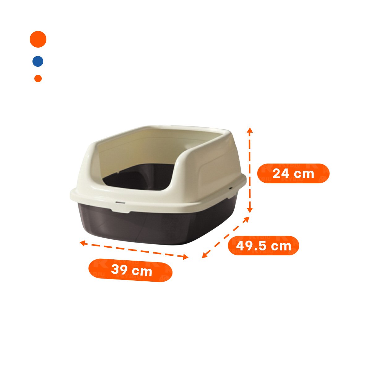 PACK2 CONTENEDOR DE ARENA SEMI ALTO FACIL DE LIMPIAR 37,7X50X21CM CELESTE Y+PAPEL REGALO - 4