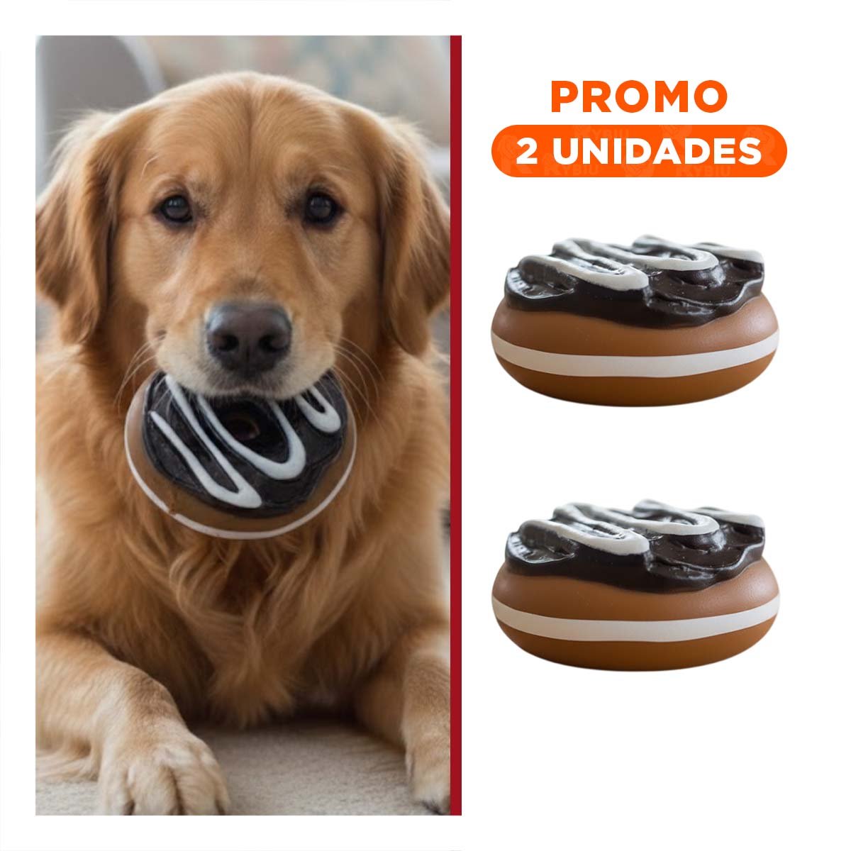 PACK2 ARO DE DIVERSION DE GOMA FORMA DE DONA 37,7X50X21CM MARRON - 1