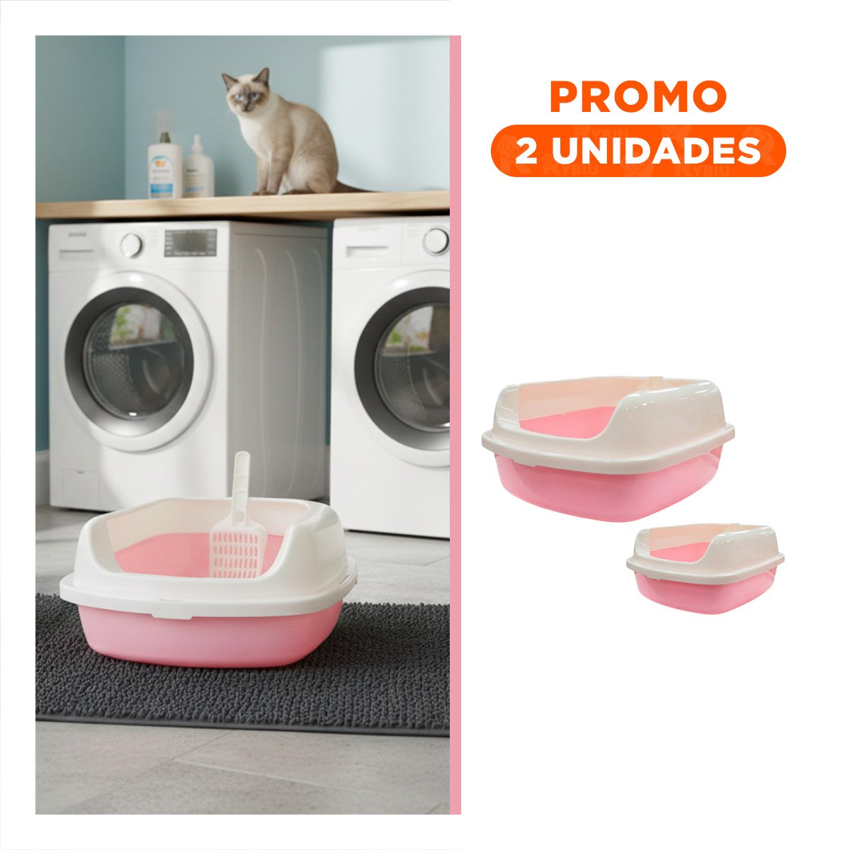 PACK2 CONTENEDOR DE ARENA COMODO Y AMPLIO PARA MASCOTAS 37,7X50X21CM CELESTE - 1