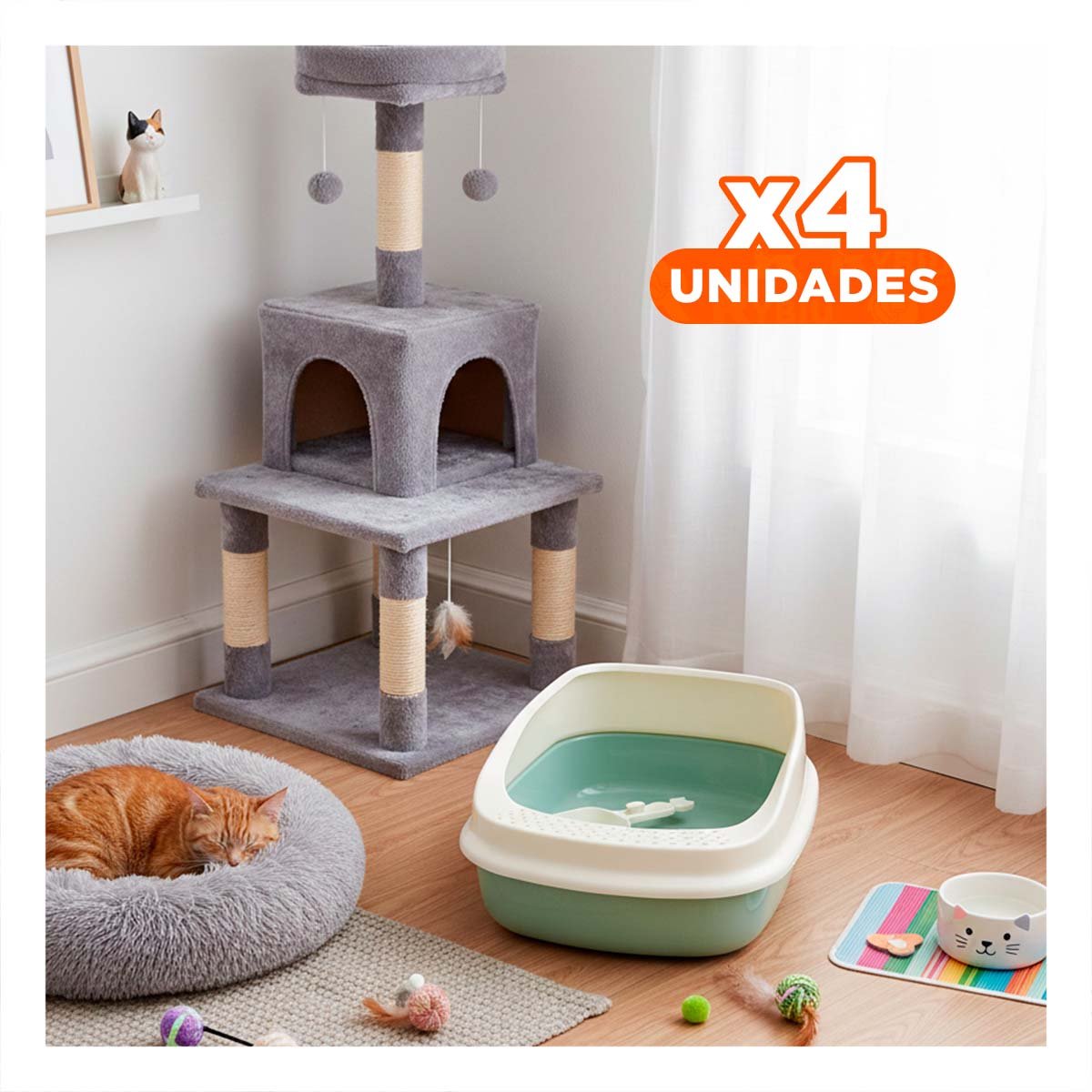 PACK4 CONTENEDOR DE ARENA MODERNA Y PRACTICA 37,7X50X21CM CELESTE - 1