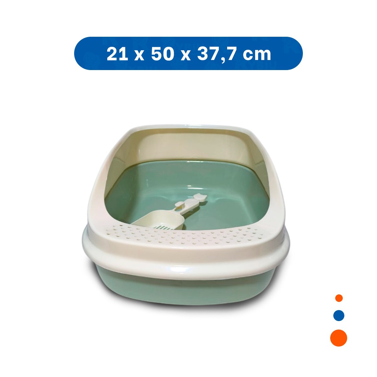 DEPOSITO DE ARENA MODERNA Y SEGURA PARA GATOS 37,7X50X21CM CELESTE Y+LIGAS REGALO - 4