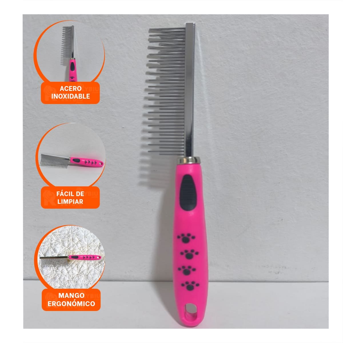 PACK12 LIMPIADOR DE PELO METAL SEGURO Y PRACTICO 37,7X50X21CM ROSADO - 3