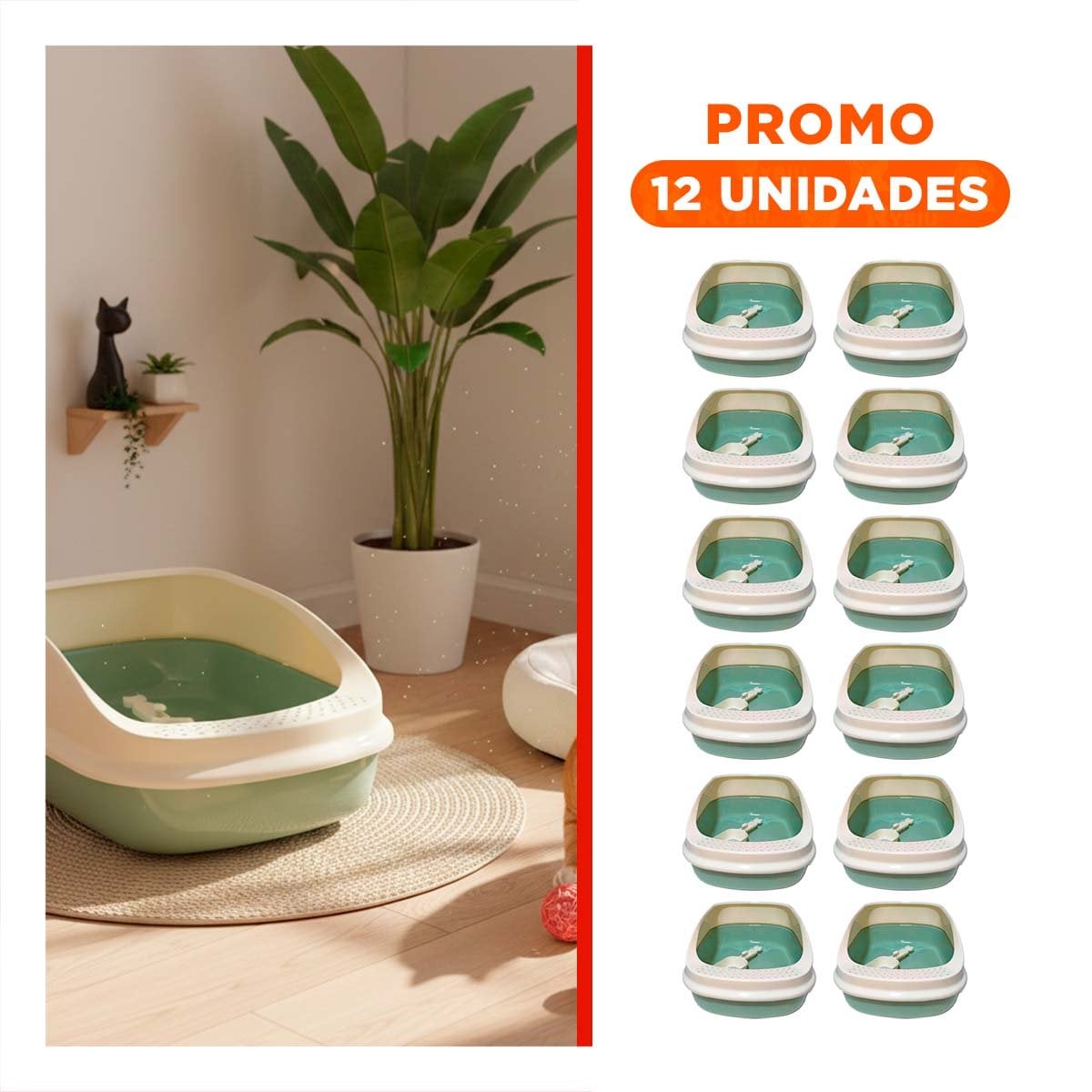 PACK12 CUBETA DE ARENA MODERNA Y PRACTICA 37,7X50X21CM CELESTE Y+REGALO STICKER - 1
