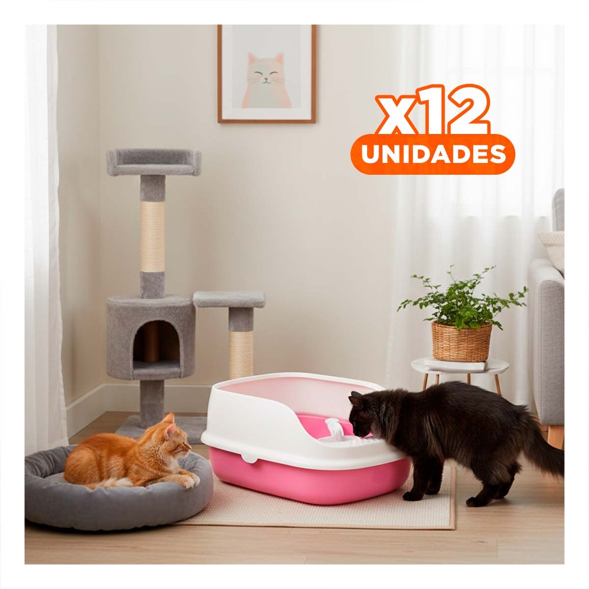 PACK12 ARCA DE ARENA COMODA Y PRACTICA PARA MASCOTAS 37,7X50X21CM CELESTE - 1
