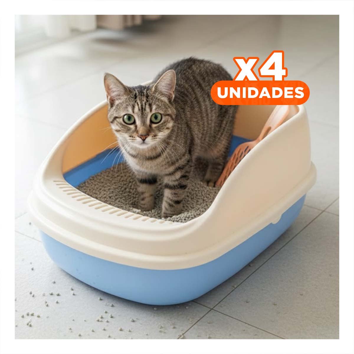 PACK4 CONTENEDOR DE ARENA MODERNA Y PRACTICA 37,7X50X21CM CELESTE - 1