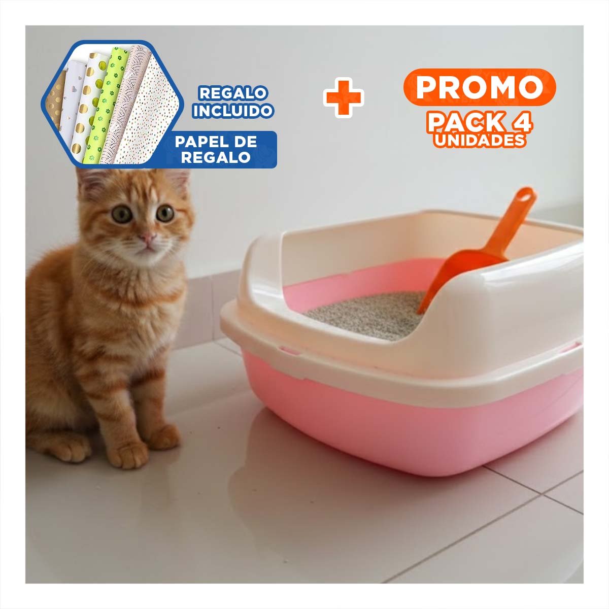 PACK4 CONTENEDOR DE ARENA FUNCIONAL Y ESPACIOSA 37,7X50X21CM CELESTE Y+PAPEL REGALO - 1