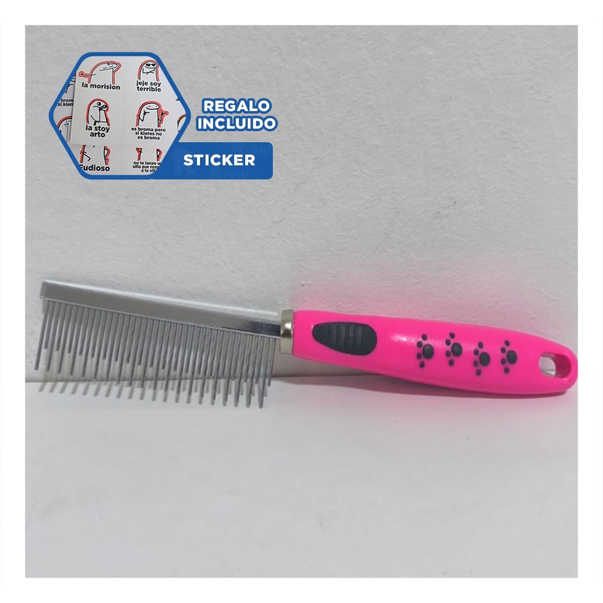 CEPILLO DE METAL DOBLE DIENTE QUE ALISA PELO SUAVE 37,7X50X21CM ROSADO Y+REGALO STICKER - 1