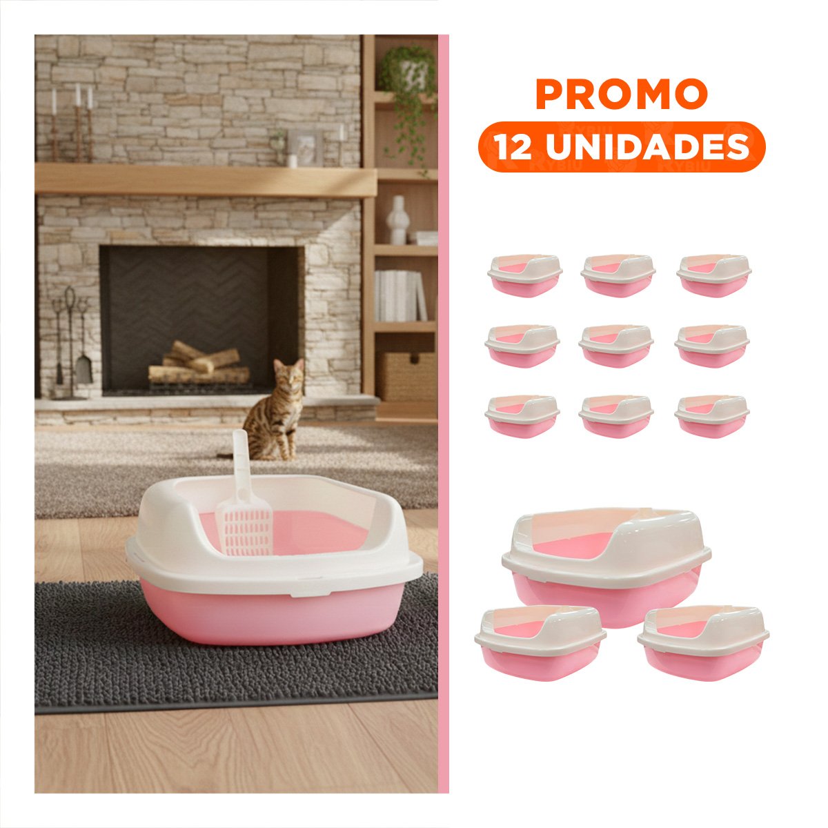 PACK12 CUBETA DE ARENA MODERNA Y PRACTICA 37,7X50X21CM CELESTE Y+REGALO STICKER - 1