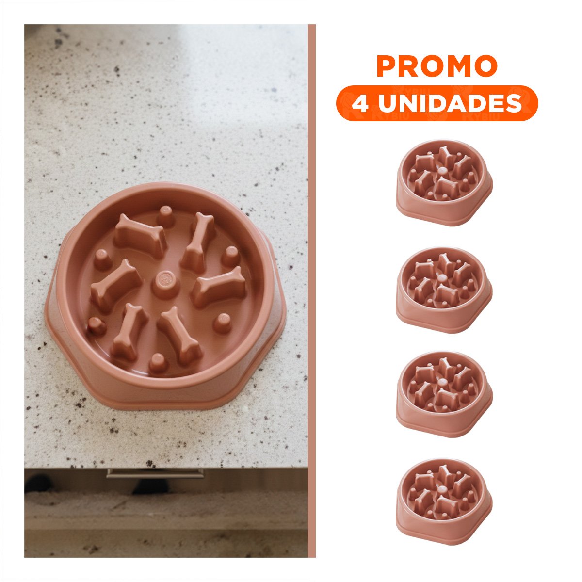 PACK4 CUENCO QUE ESTIMULA HABILIDADES COGNITIVAS DE PERROS EXAGONAL AZUL Y+REGALO STICKER - 1
