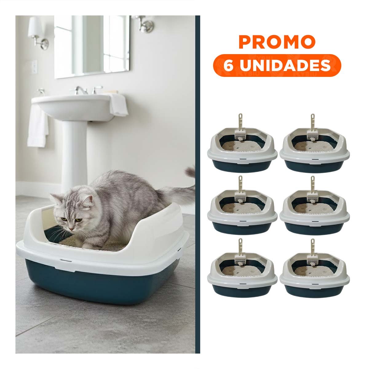 PACK6 ARCA DE ARENA RESISTENTE Y COMODA 37,7X50X21CM CELESTE - 1