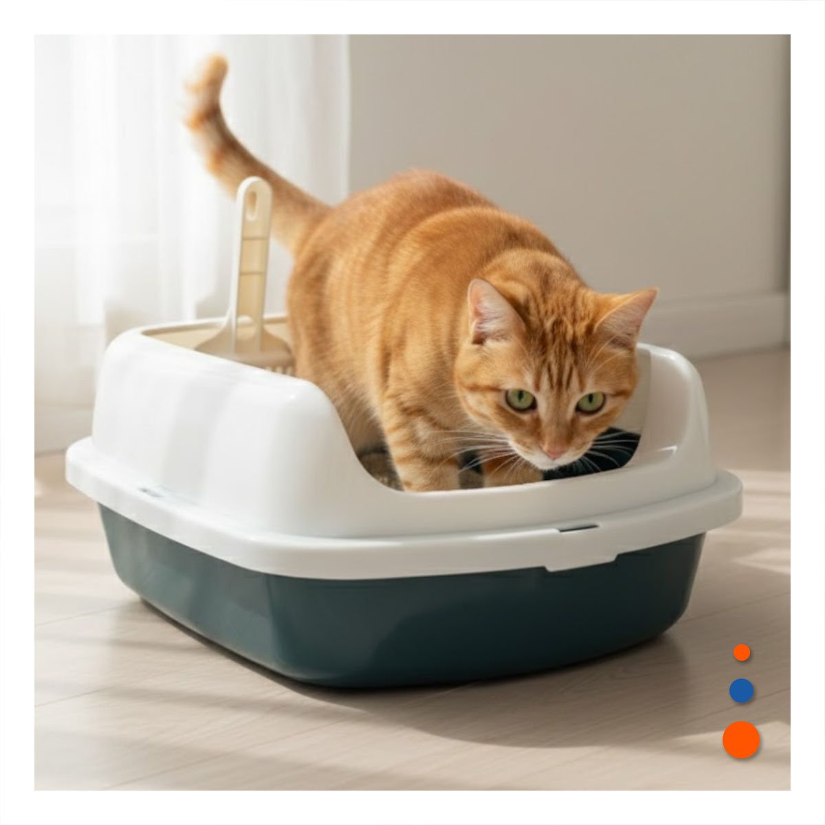 DEPOSITO DE ARENA MODERNA Y SEGURA PARA GATOS 37,7X50X21CM CELESTE Y+LIGAS REGALO - 1
