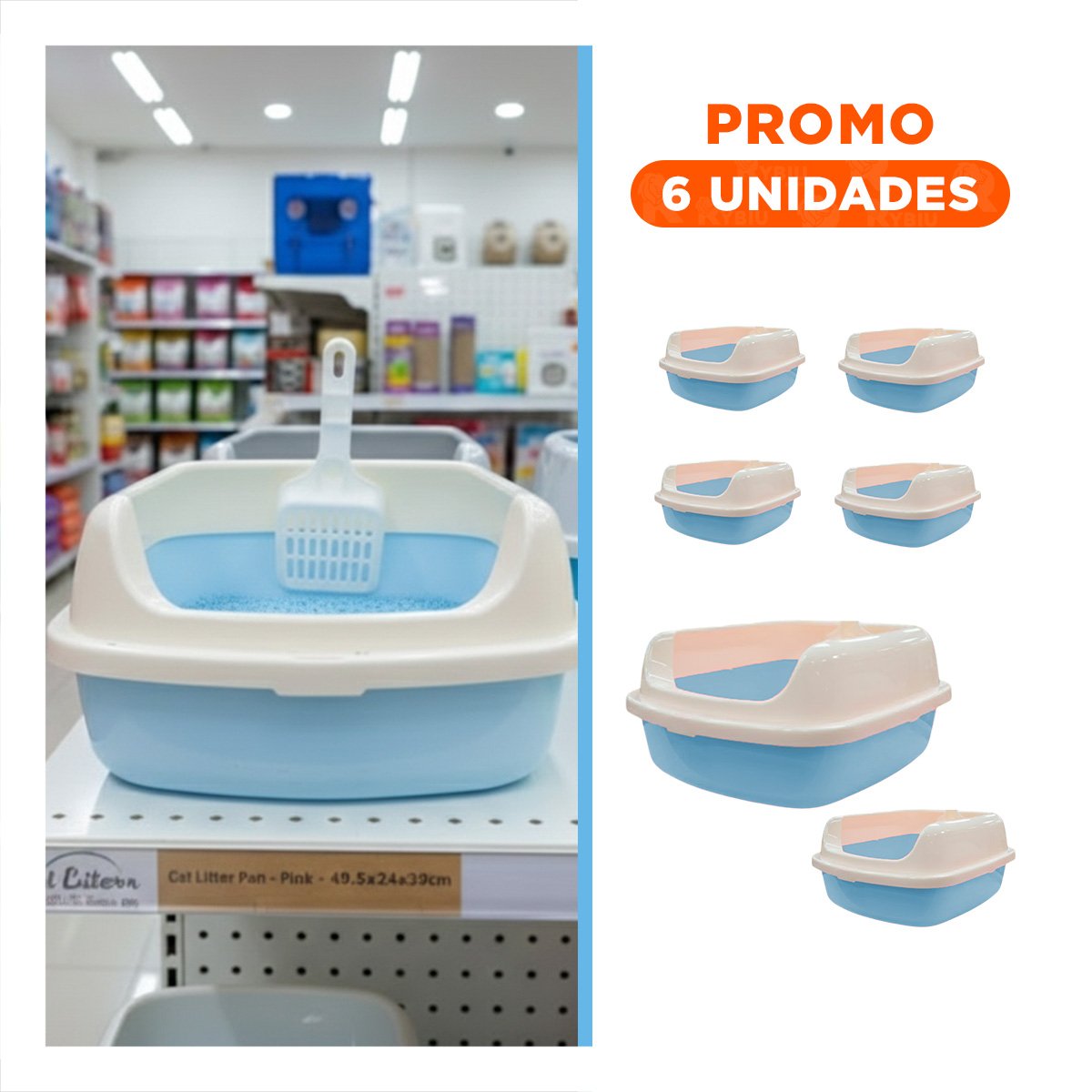PACK6 ARCA DE ARENA RESISTENTE Y COMODA 37,7X50X21CM CELESTE - 1