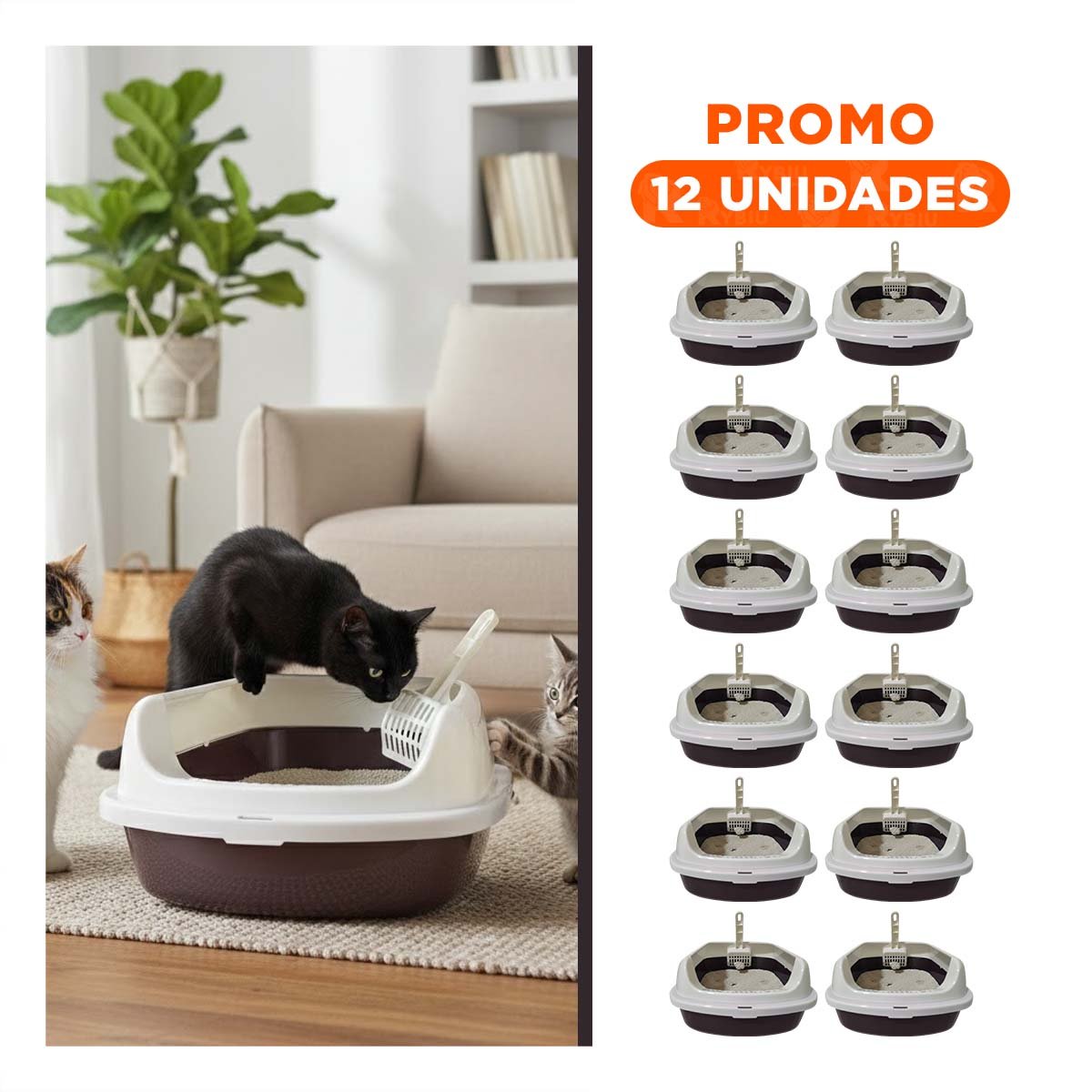 PACK12 CUBETA DE ARENA MODERNA Y PRACTICA 37,7X50X21CM CELESTE Y+REGALO STICKER - 1