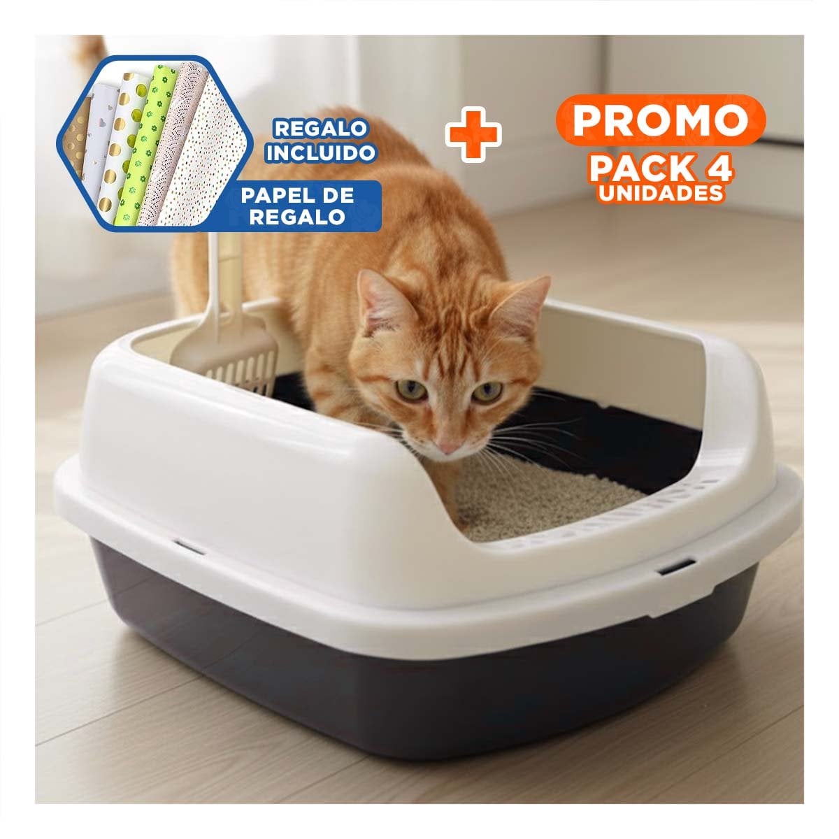 PACK4 CONTENEDOR DE ARENA FUNCIONAL Y ESPACIOSA 37,7X50X21CM CELESTE Y+PAPEL REGALO - 1