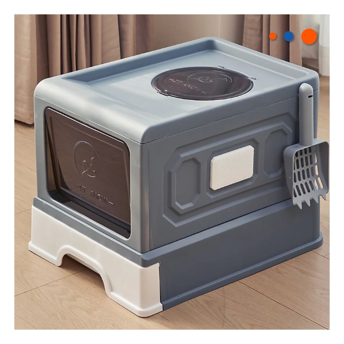 CAJA DE ARENA CERRADA CON TAPA PARA MANTENER LIMPIEZA PLOMO - 2