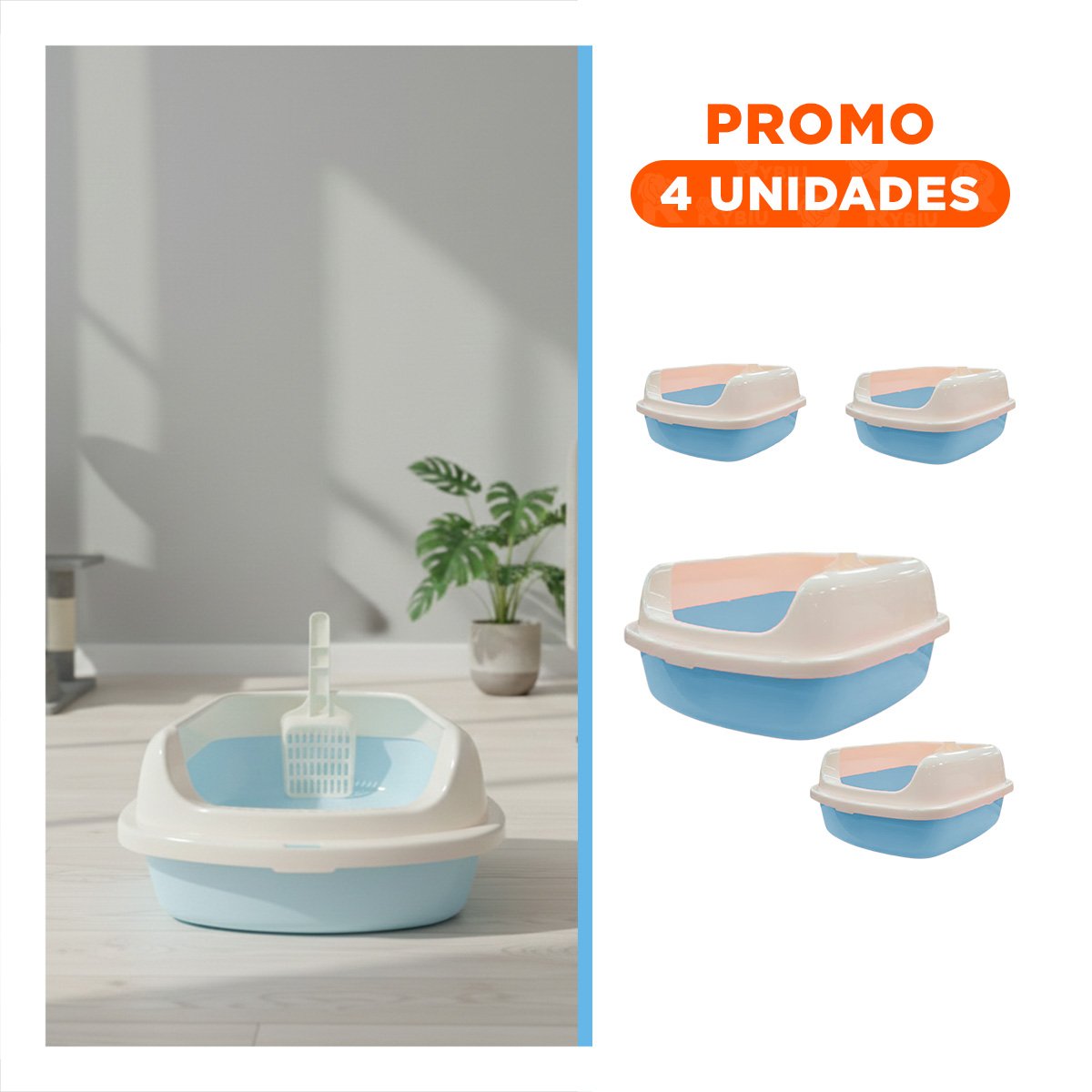 PACK4 ARCA DE ARENA SEMI ALTA Y AMPLIA 37,7X50X21CM CELESTE Y+REGALO STICKER - 1