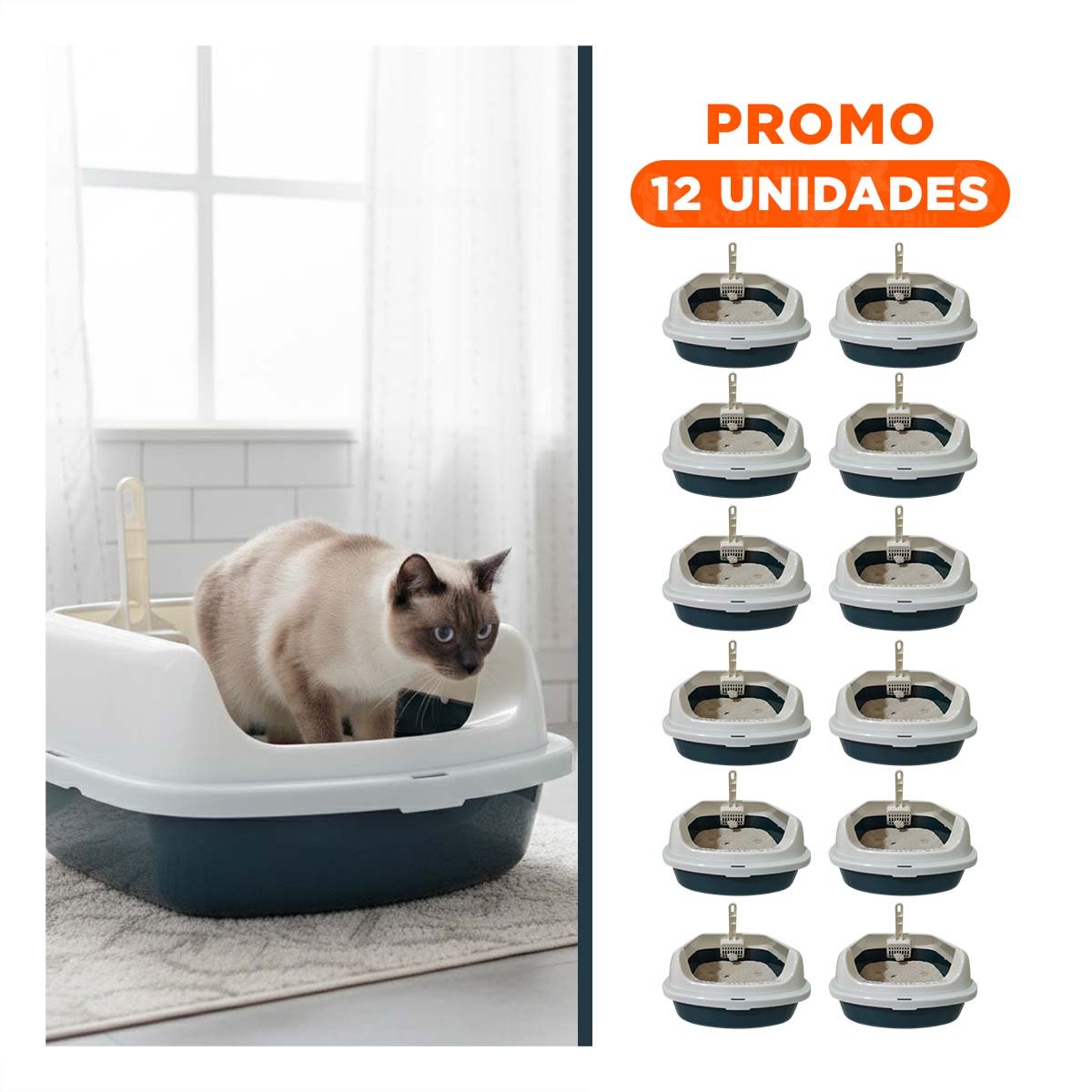 PACK12 CUBETA DE ARENA MODERNA Y PRACTICA 37,7X50X21CM CELESTE Y+REGALO STICKER - 1